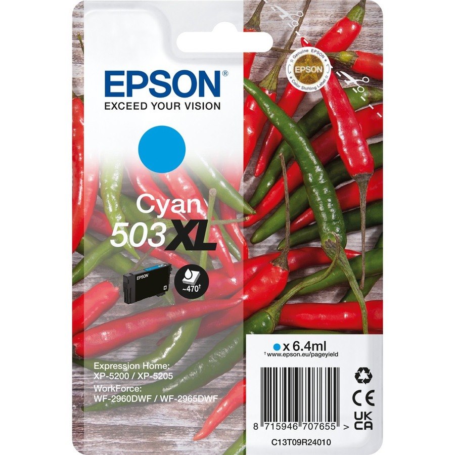 Epson 503XL Original Extra Large Yield Inkjet Ink Cartridge - Single Pack - Cyan Pack