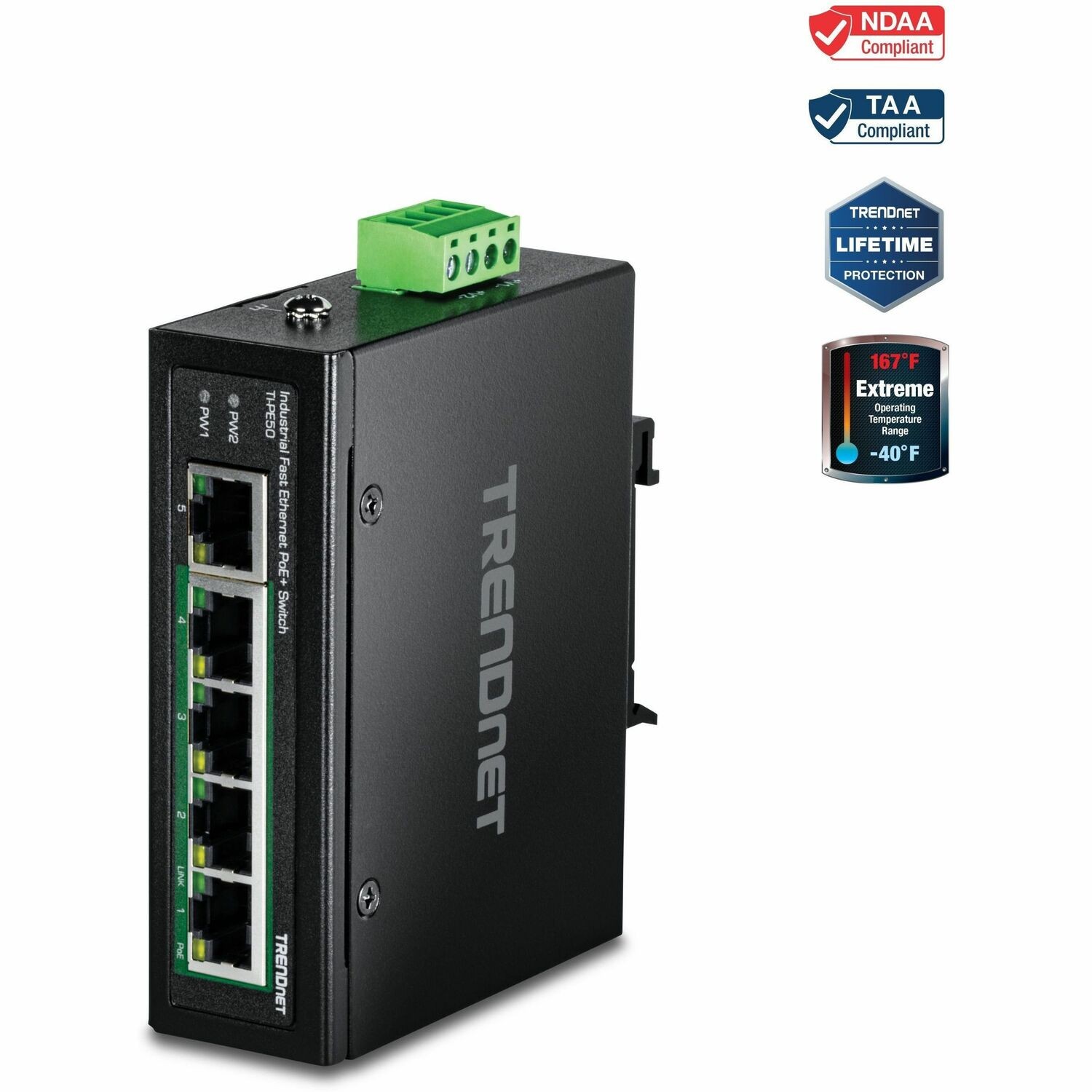 TRENDnet TI-PE50 5 Anschl&uuml;sse Ethernet-Switch - Fast Ethernet - 10/100Base-T - Neu - TAA-konform