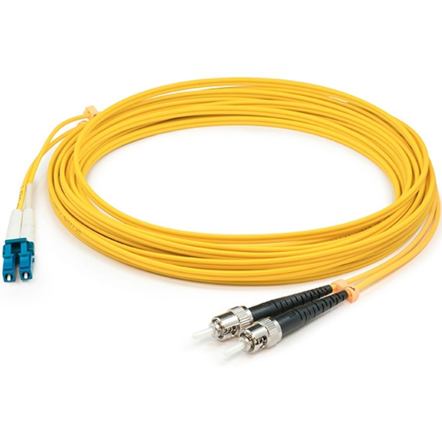 AddOn 1m ST to LC Yellow OS2 Duplex OFNR (Riser-Rated) SMF Fiber Patch Cable