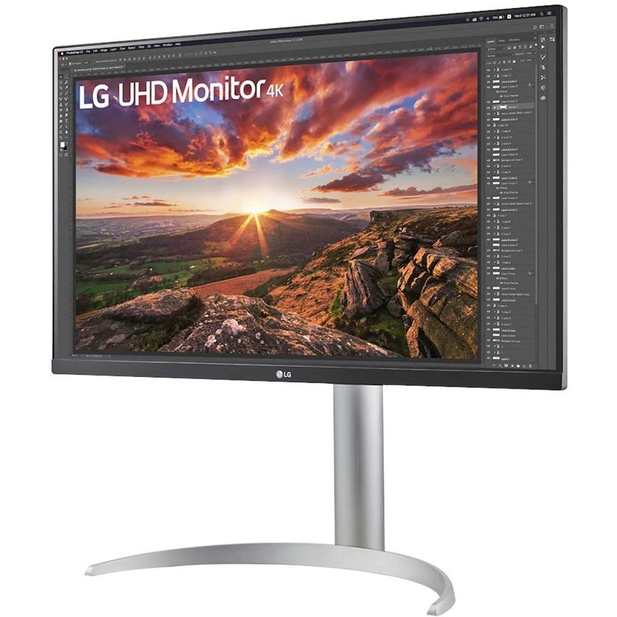 LG 27BP85UN-W 27" Class 4K UHD Gaming LCD Monitor - 16:9 - Silver, Black, White