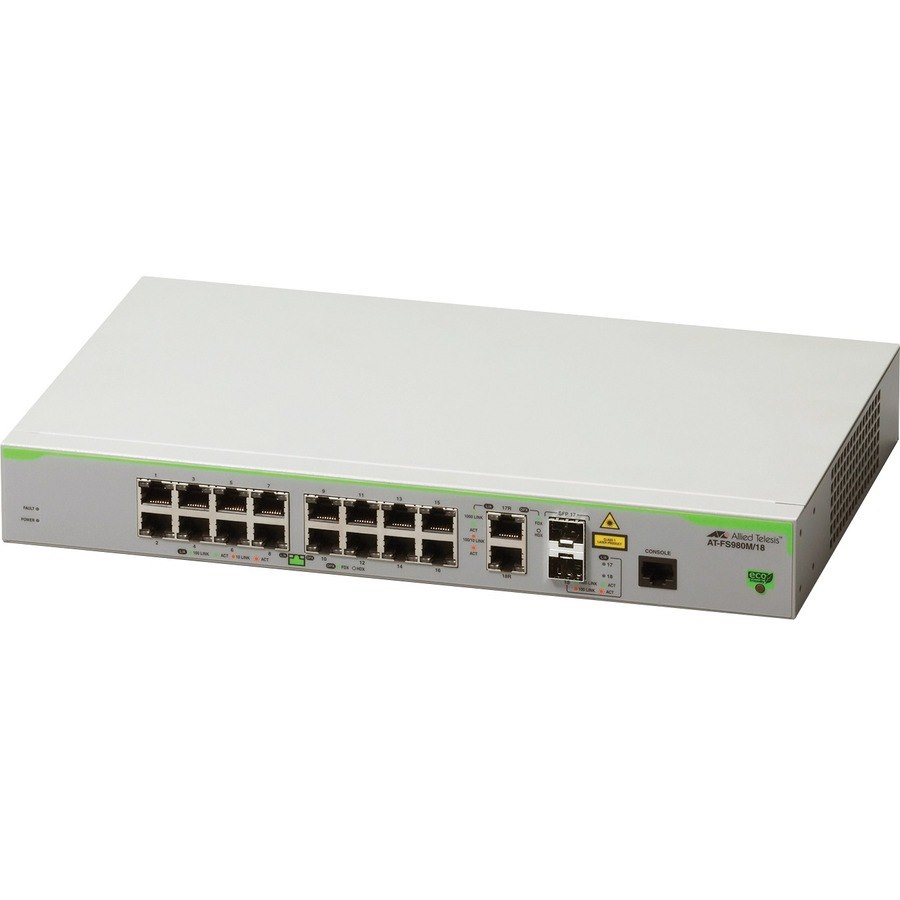 Allied Telesis CentreCOM FS980M FS980M/18 16 Ports Manageable Layer 3 Switch - Fast Ethernet - 10/100Base-TX