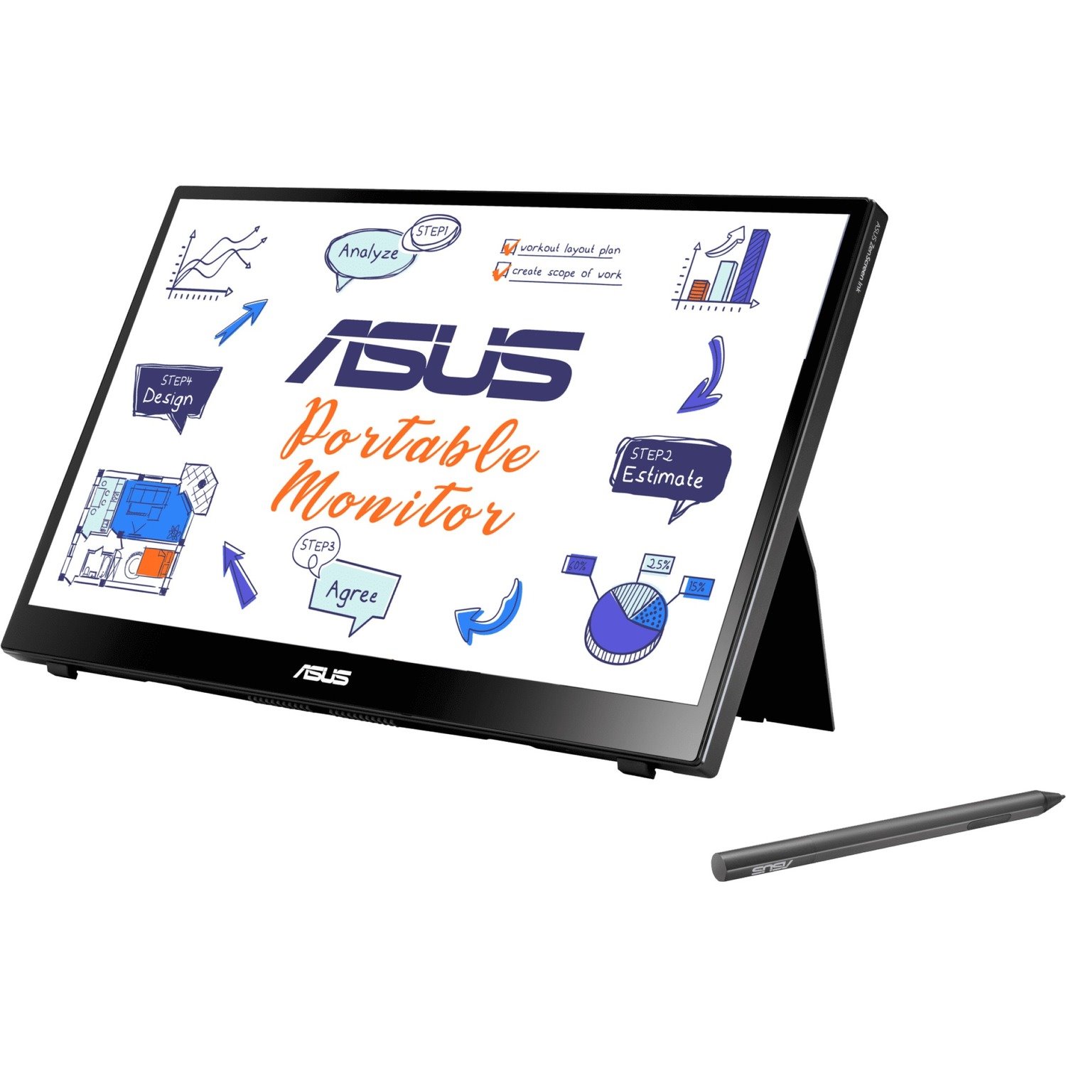 Asus ZenScreen Ink MB14AHD 14" Class LCD Touchscreen Monitor - 16:9 - 5 ms