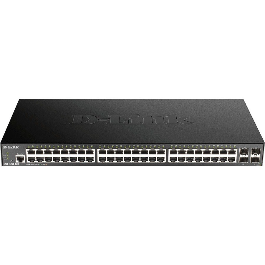 D-Link DGS-1250 DGS-1250-52X 48 Ports Manageable Ethernet Switch - Gigabit Ethernet, 10 Gigabit Ethernet - 1000Base-T, 10GBase-X