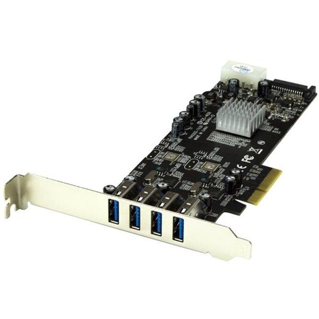 StarTech.com 4-poorts PCI Express (PCIe) SuperSpeed USB 3.0 kaartadapter met 2 onafhankelijke 5 Gbps kanalen - UASP - SATA/LP4-voeding