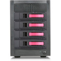 RAIDage JAGE5BT4HDRD-M1 Drive Enclosure 12Gb/s SAS, SATA/600 - Mini-SAS HD Host Interface Tower - Black, Red