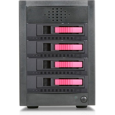 RAIDage JAGE5BT4HDRD-M1 Drive Enclosure 12Gb/s SAS, SATA/600 - Mini-SAS HD Host Interface Tower - Black, Red