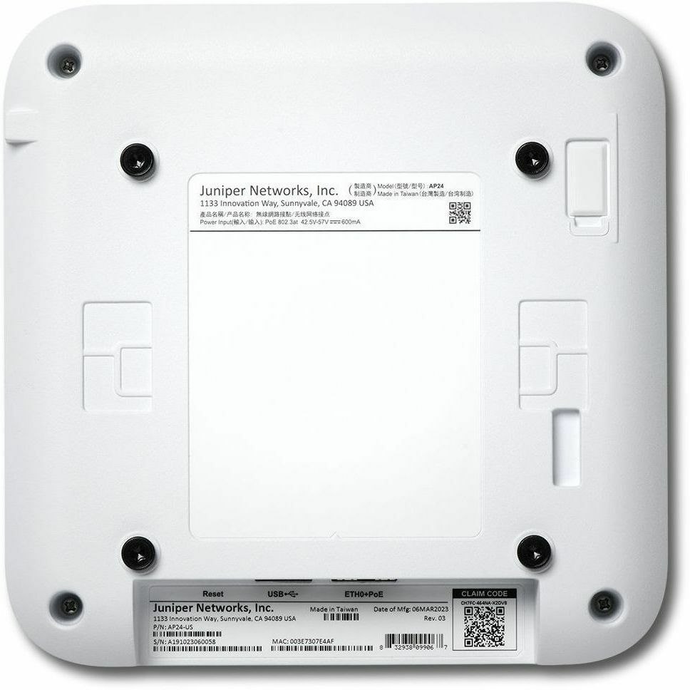 Mist AP24 Tri Band Wi-Fi 6E IEEE 802.11 a/b/g/n/ac/ax 3.60 Gbit/s Wireless Access Point - Indoor