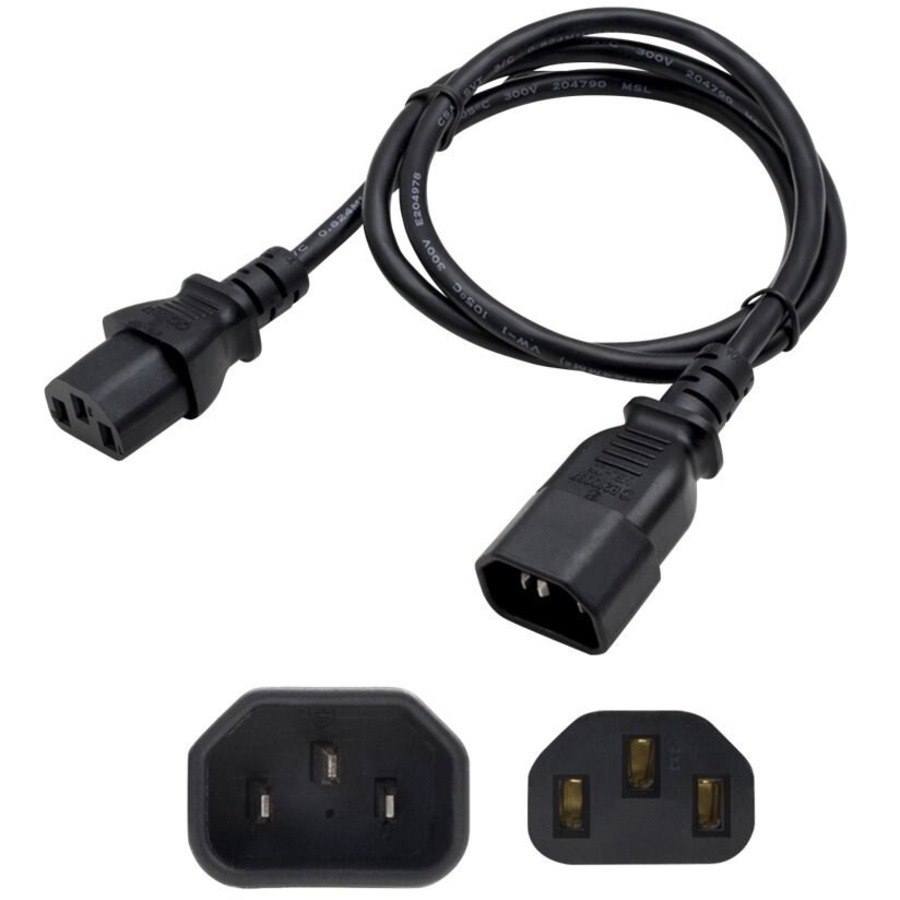 AddOn 2m C13 Female to C14 Male 16AWG 100-250V at 10A Black Power Cable