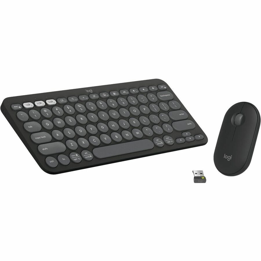 Logitech Pebble 2 Combo, Wireless Keyboard and Mouse, Quiet and Portable, Customizable, Logi Bolt, Tonal Graphite