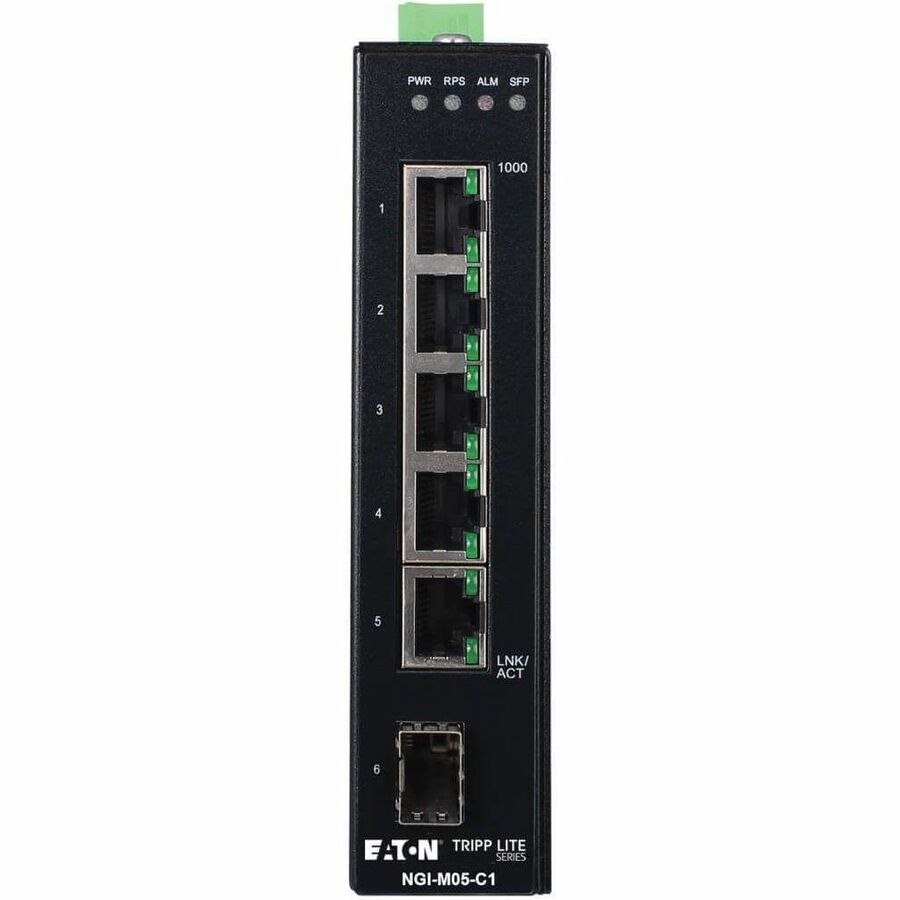 Eaton Tripp Lite Series 5-Port Managed Industrial Gigabit Ethernet Switch - 10/100/1000 Mbps, GbE SFP Slot, -40&deg; to 75&deg;C, DIN Mount, TAA