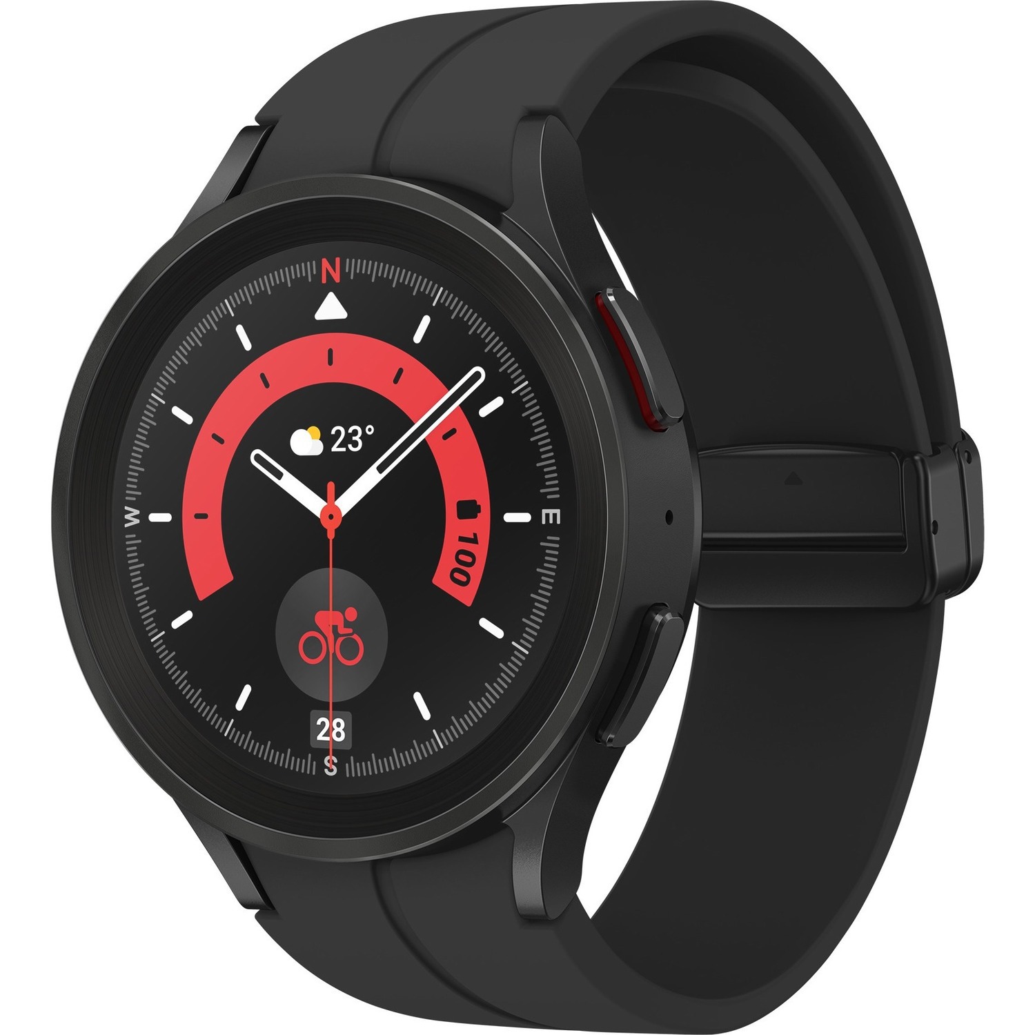 Samsung Galaxy Watch5 Pro Smartwatch - 45 mm Case Width - Zwart, Titanium Case Color - Titanium Body Material - Titanium Case Material - 4G - LTE