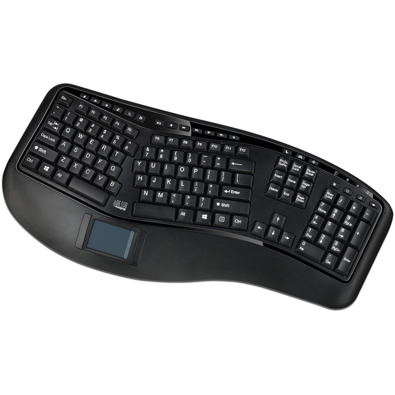 Adesso 2.4GHz Wireless Ergonomic Touchpad Keyboard