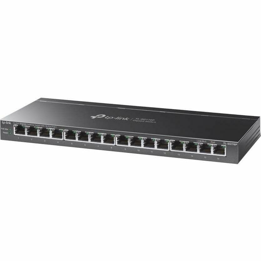 TP-Link TL-SG116P 16 Ports Ethernet Switch - Gigabit Ethernet - 10/100/1000Base-T