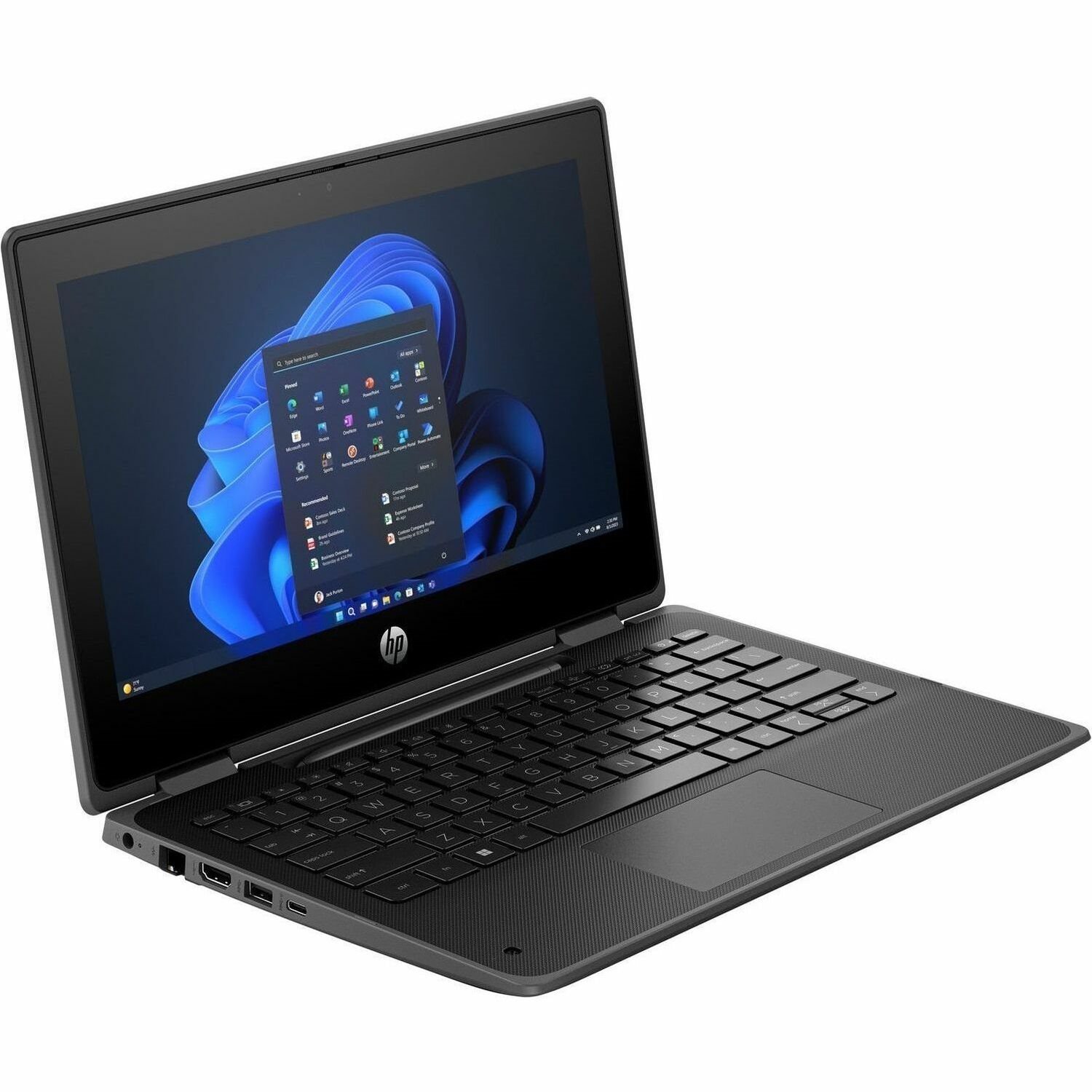 HP Fortis Flip G1i 11.6" Touchscreen Convertible 2 in 1 Notebook - HD - Intel N-Series N250 - 16 GB - 256 GB SSD - English Keyboard - Jet Black - Smart Buy