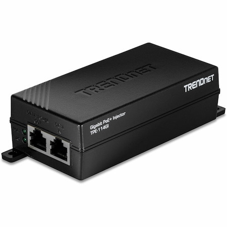 TRENDnet Gigabit PoE+ Injector, TPE-114GI, Supplies PoE (15.4W), PoE+(30W), Network A PoE Device Up to 100m (328 ft), Plug & Play, NDAA & TAA Compliant, Black