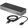StarTech.com USB-C & USB-A Dock, Hybrid Triple Monitor Laptop Docking Station DisplayPort & HDMI 4K 60Hz/85W PD/6x USB/GbE, TAA