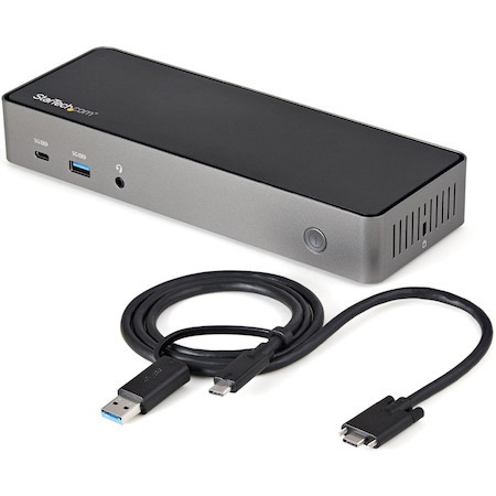 StarTech.com USB-C & USB-A Dock, Hybrid Triple Monitor Laptop Docking Station DisplayPort & HDMI 4K 60Hz/85W PD/6x USB/GbE, TAA