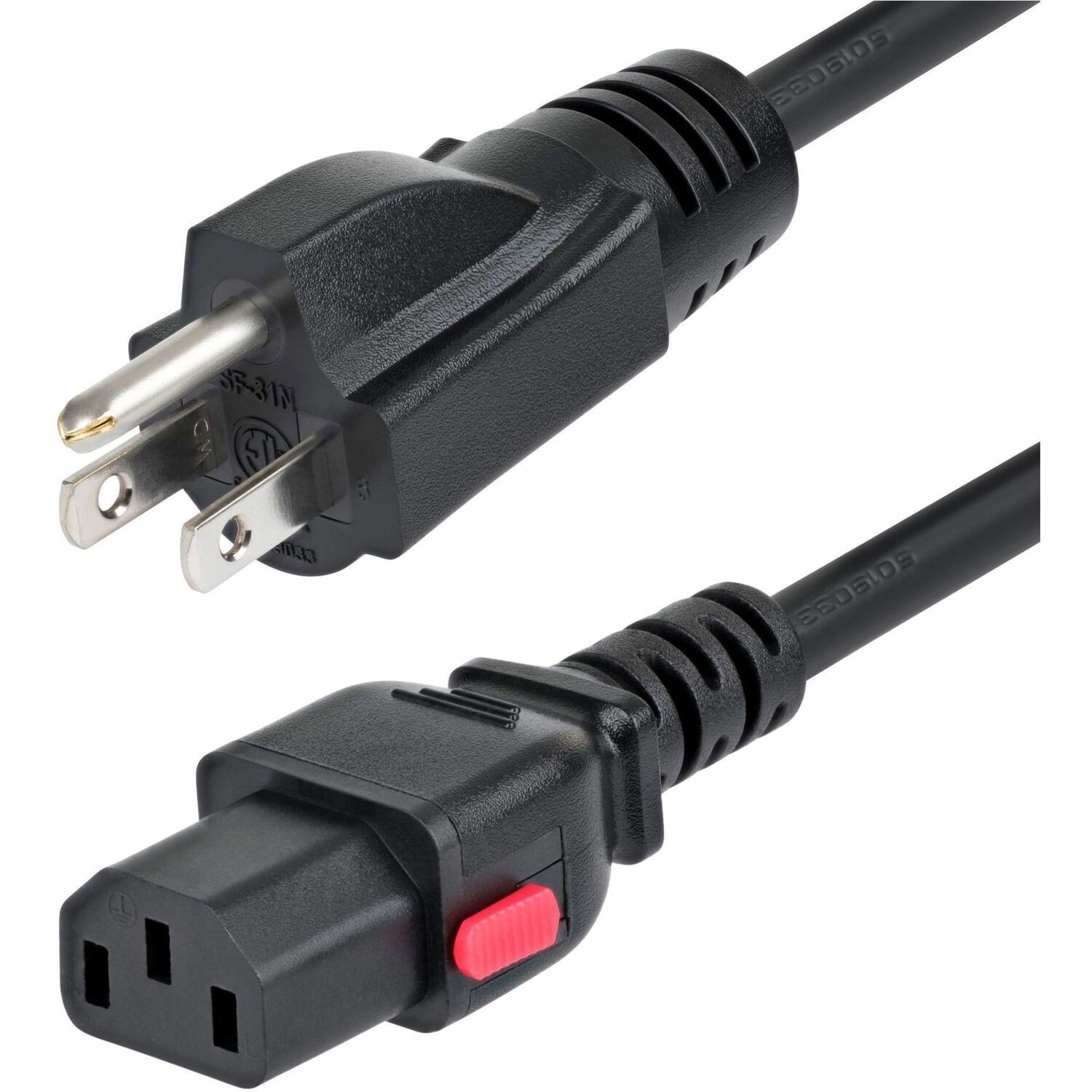 StarTech.com 3ft (91cm) Computer Power Cord, NEMA 5-15P to Locking C13, 125V 10A, 18AWG, Replacement AC Power Cable, ETL Listed, TAA