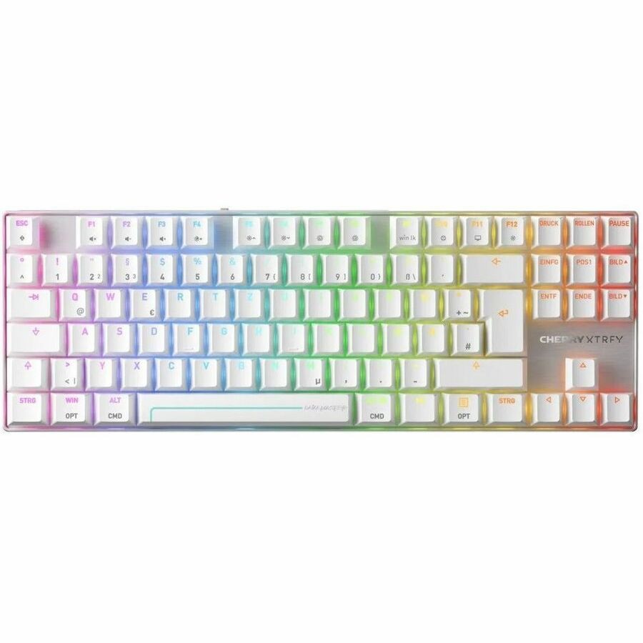 Cherry MX 8.2 Pro TMR Wireless Toetsenbord Gamen Usb + RF Wireless + Bluetooth Qwertz Duits Zilver, Wit ** New Retail **