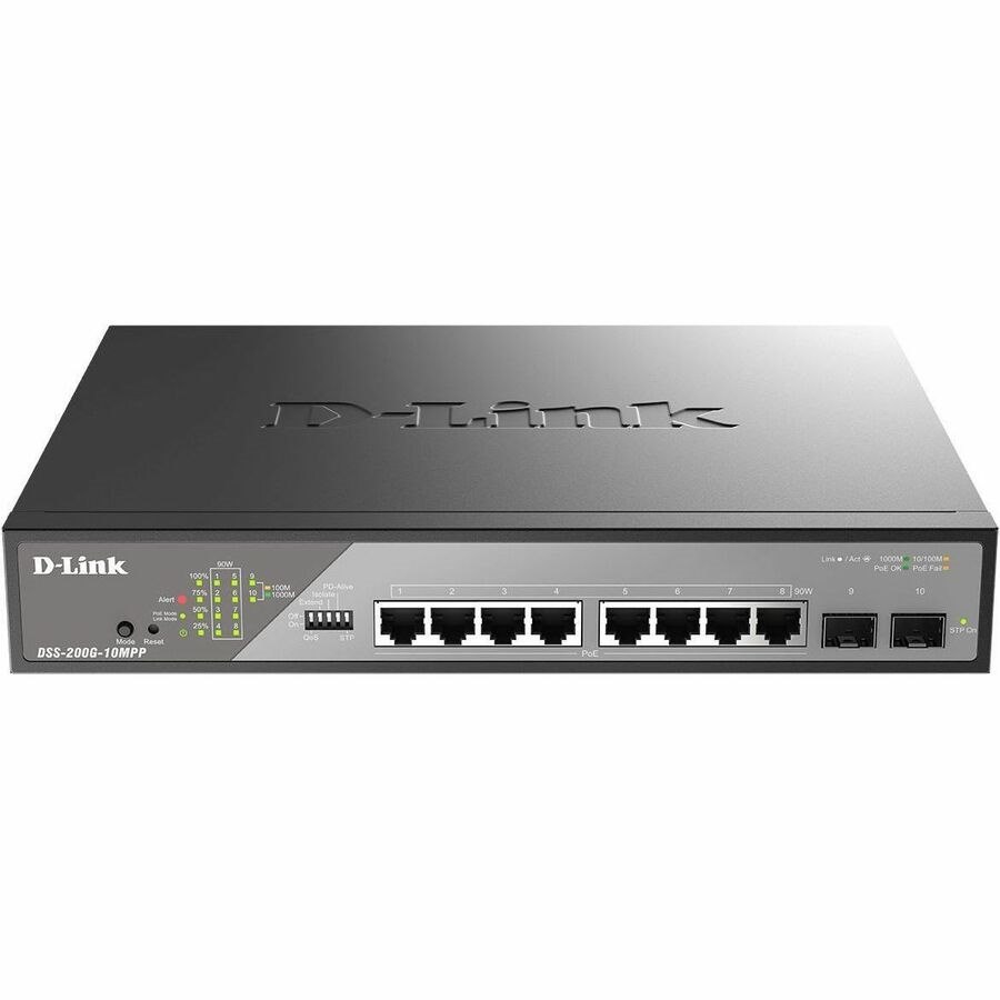 D-Link DSS-200G 8 Ports Manageable Ethernet Switch - Fast Ethernet, Gigabit Ethernet - 10/100/1000Base-T, 1000Base-X