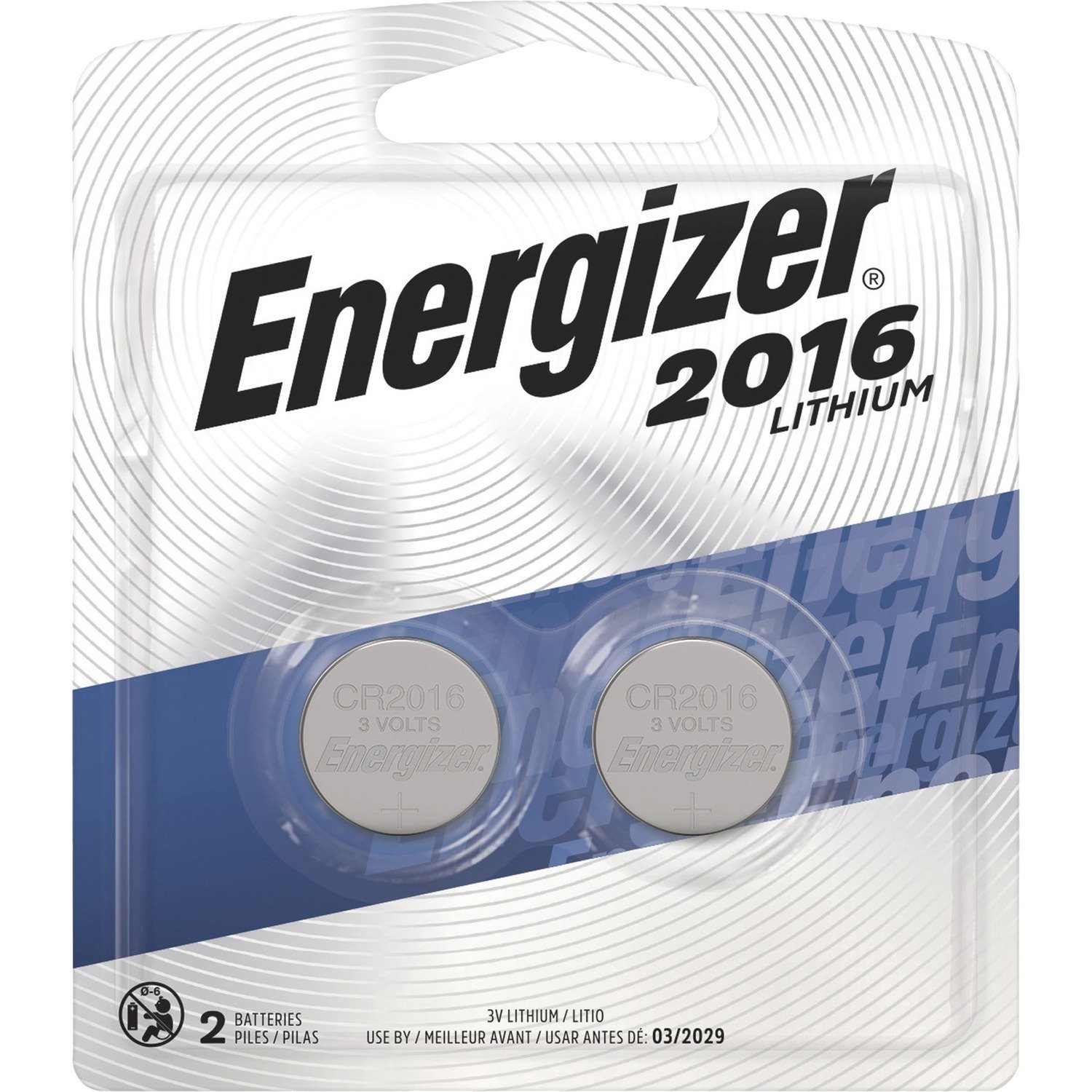 Energizer 2016 Lithium Coin Battery, 2 Pack