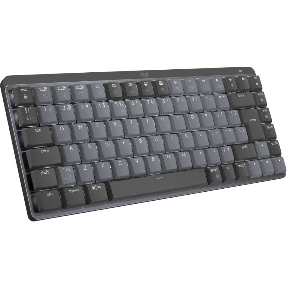 Logitech MX Mechanical Mini Keyboard - Wireless Connectivity - English (US) - QWERTY Layout - Graphite Grey