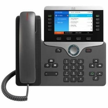 Cisco 8861 IP Phone - Refurbished - Corded - Corded/Cordless - Bluetooth, Wi-Fi - Wall Mountable, Desktop, Tabletop - Charcoal Black