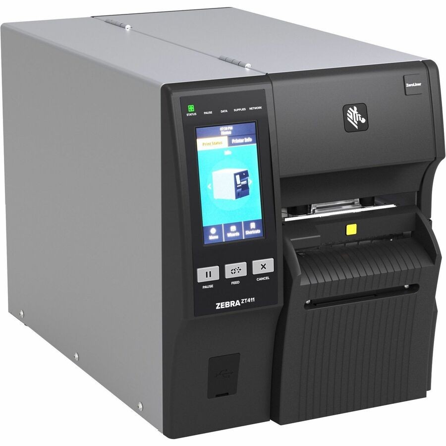 Zebra ZT411 Industrial, Manufacturing, Transportation & Logistic, Laboratory Thermal Transfer Printer - Monochrome - Label Print - Fast Ethernet - USB - USB Host - Serial - Bluetooth 4.1 - RFID - UK, AUS, JP, EU - With Cutter