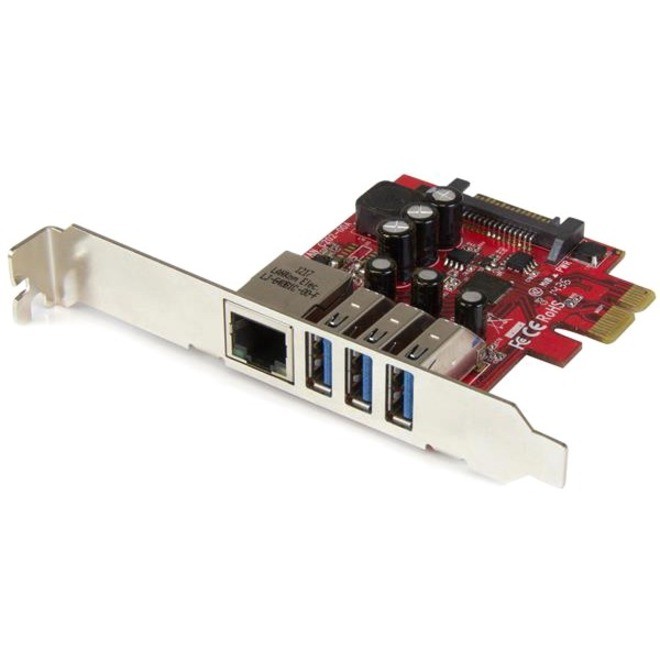 StarTech.com 3 Port PCI Express USB 3.0 Karte mit Gigabit Ethernet