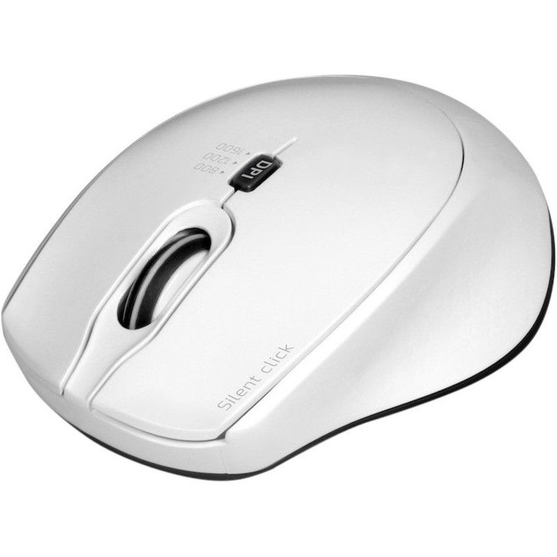 Port Silent Mouse - Radio Frequency - USB - Optical - 3 Button(s) - White - 1