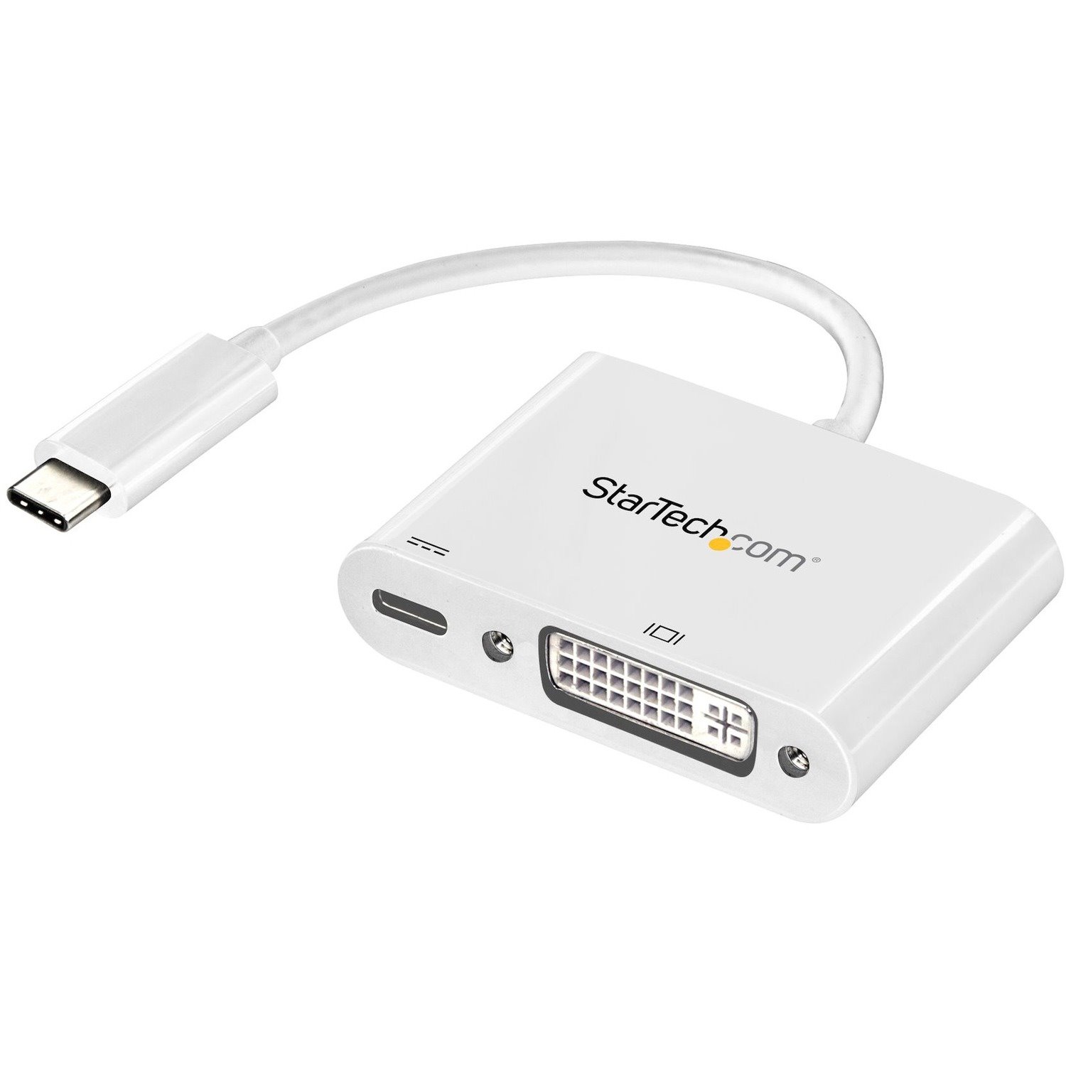 StarTech.com USB C to DVI Adapter with 60W Power Delivery Pass-Through - 1080p USB Type-C to DVI-D Video Display Converter - White