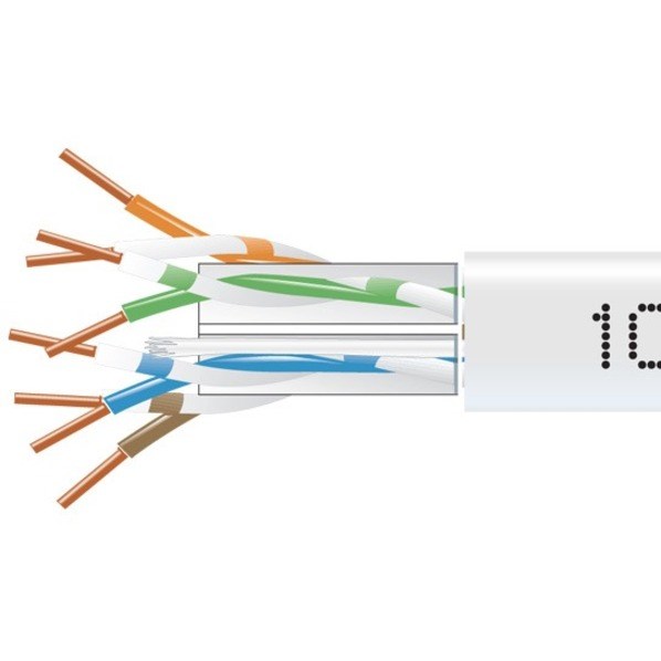 Black Box CAT6 550-MHz Solid Bulk Cable UTP CMP Plenum WH 1000FT Pull-Box