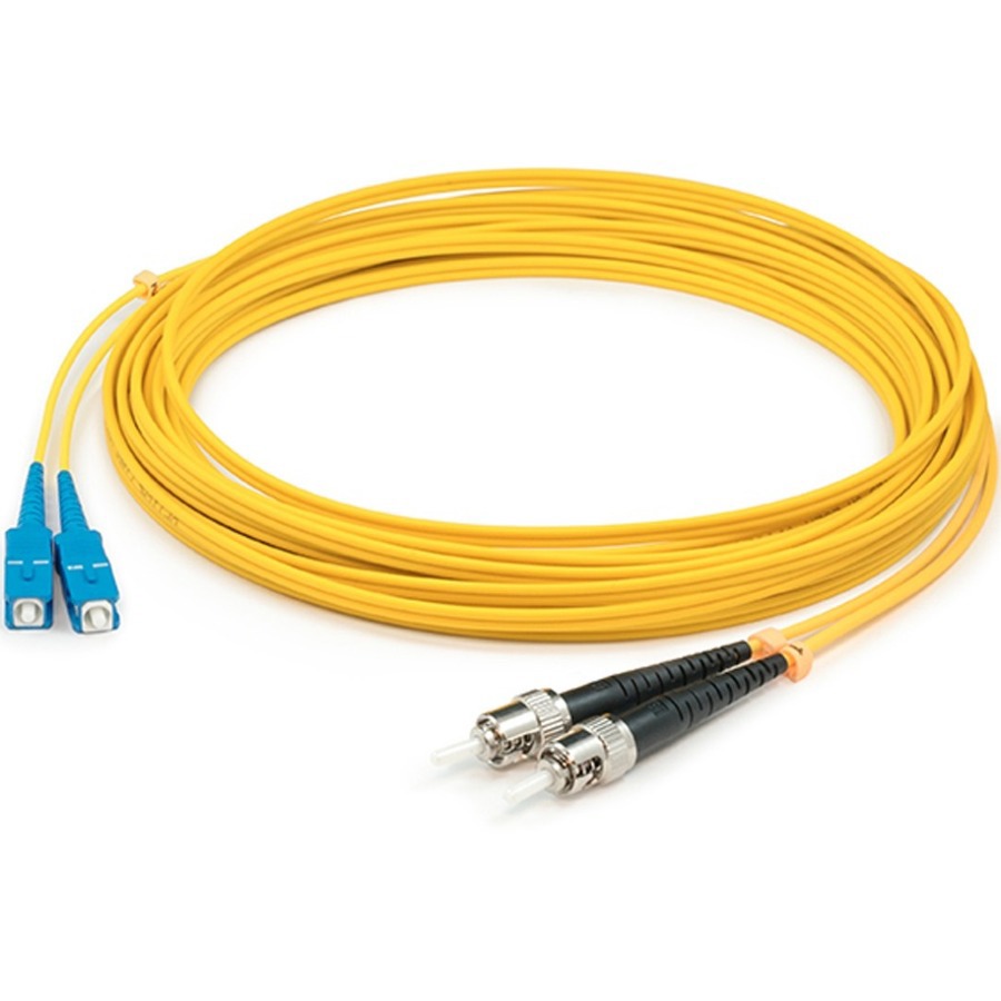 AddOn 2m ST to SC Yellow OS2 Duplex OFNR (Riser-Rated) SMF Fiber Patch Cable