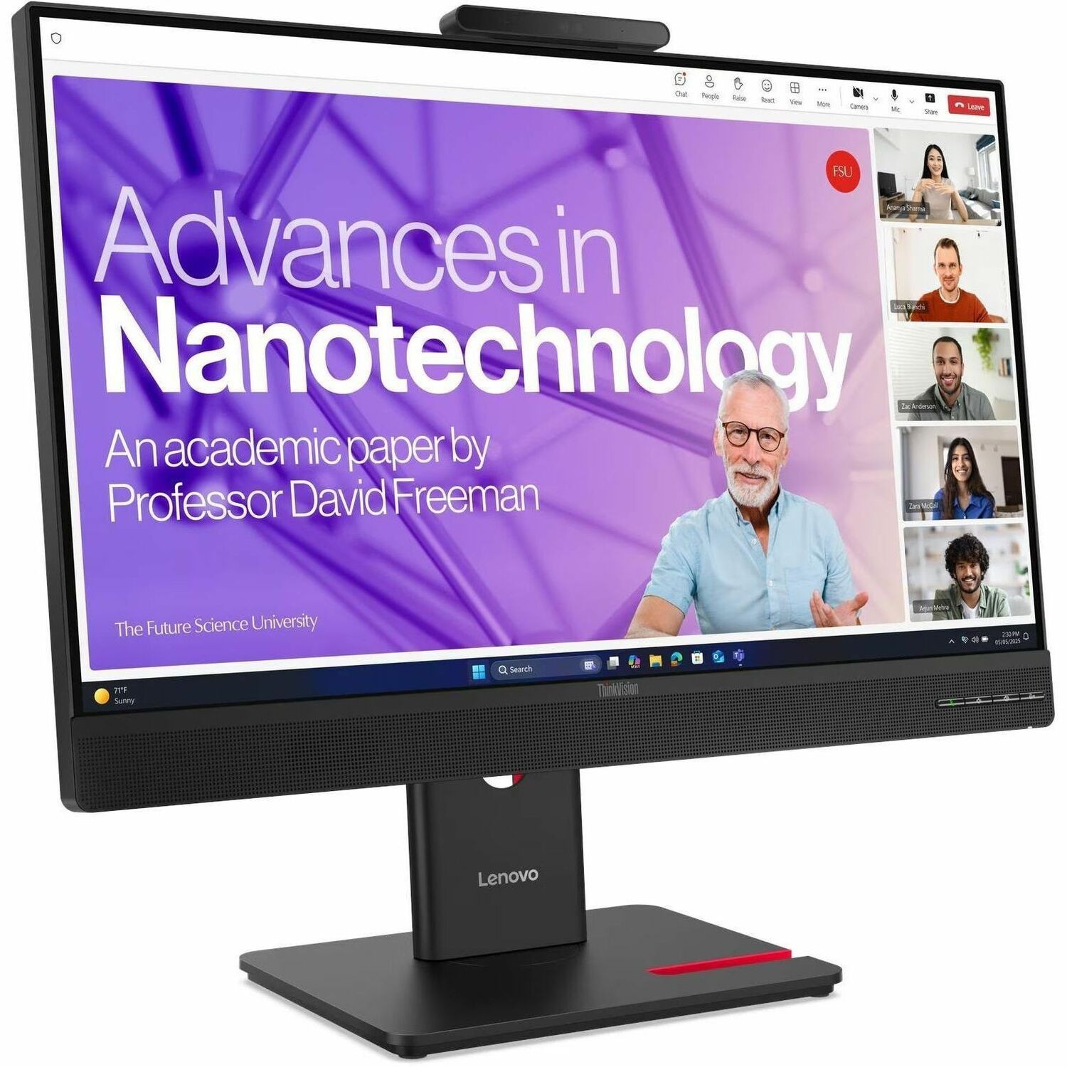 Lenovo ThinkVision T24-4v 24" Class Webcam Full HD LED Monitor - 16:9 - Eclipse Black