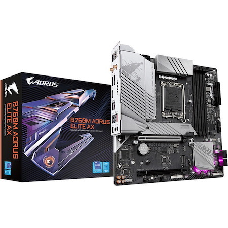 GIGABYTE B760M AORUS ELITE AX Gaming Desktop Motherboard - Intel B760 Chipset - Socket LGA-1700 - Micro ATX