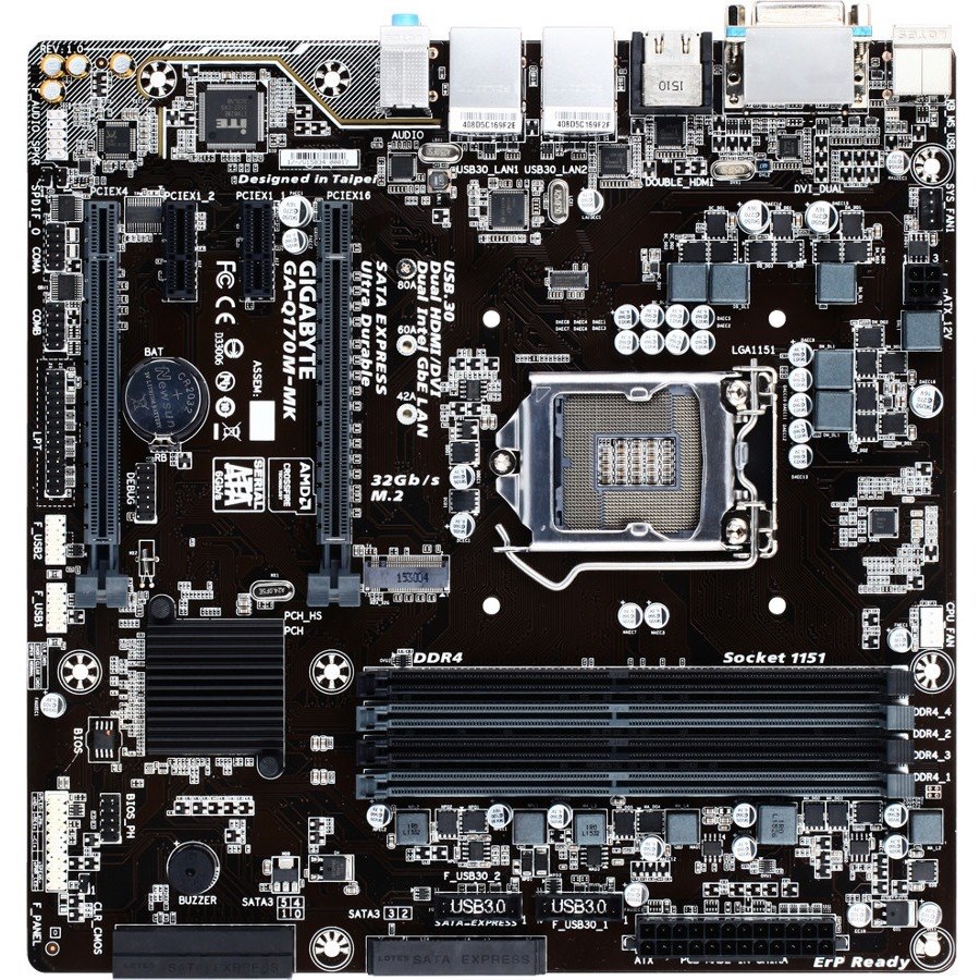 GIGABYTE Ultra Durable GA-Q170M-MK Desktop Motherboard - Intel Q170 Chipset - Socket H4 LGA-1151 - Micro ATX