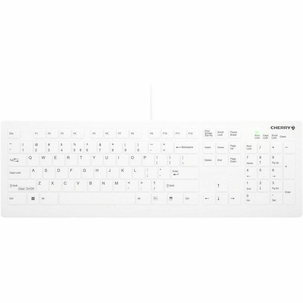 Active Key AK-C8112 Keyboard - Cable Connectivity - USB Type A Interface - White