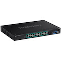 TRENDnet 26-Port Industrial Gigabit L2 Managed PoE+ Switch, TI-RP262i, 1U 19" Rackmount, 24 x Gigabit PoE+ Ports, 2 x SFP Slots (100/1000Base-FX), IP30, VLAN, QoS, 685W PoE Power Budget, Fanless