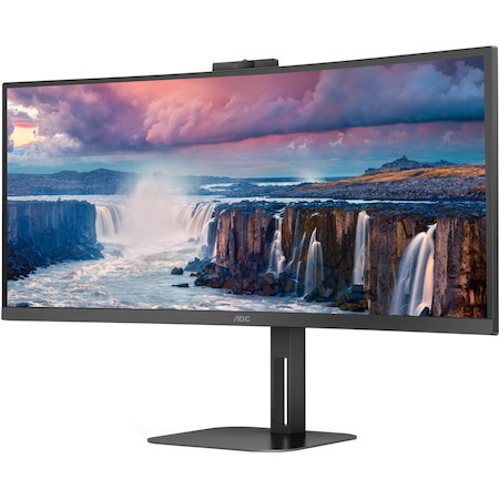 AOC CU34V5CW/BK 34" Class Webcam UW-QHD Curved Screen LCD Monitor - 21:9 - Metal Black