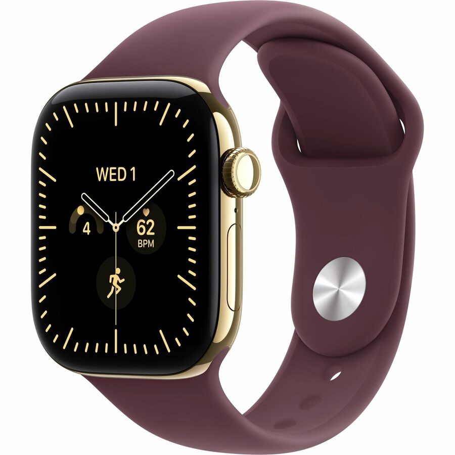 Apple Watch Series 12 Smart Watch - 42 mm Case Height - 37 mm Case Width - Radiant Gold Case Color - Burgundy Band Color - Titanium Case Material - Wireless LAN - 5G - LTE
