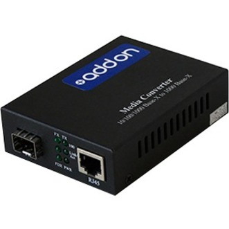 AddOn 10/100/1000Base-TX(RJ-45) to Open SFP Port POE+ Media Converter