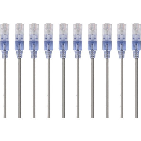 Monoprice 10-Pack, SlimRun Cat6A Ethernet Network Patch Cable, 14ft Gray