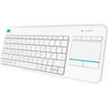 Logitech K400 Plus Keyboard - Wireless Connectivity - USB Interface - TouchPad - QWERTY Layout - White