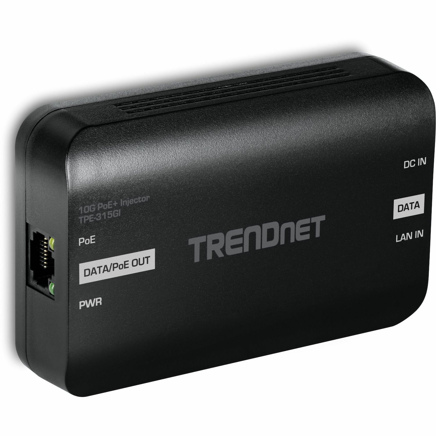 TRENDnet 10G PoE+ Injector, TPE-315GI, Convert Non-PoE Port to a PoE+ Port, PoE (15.4W) or PoE+ (30W), 10GBASE-T Compliant, Up to 100m (328 ft.), Black