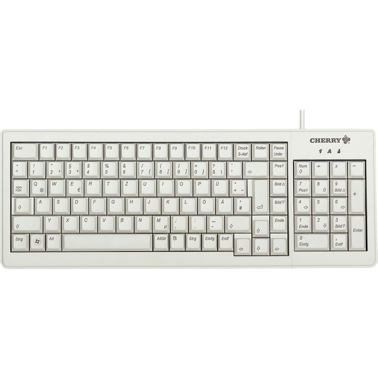 CHERRY XS Complete G84-5200 Keyboard - Cable Connectivity - USB Interface - French - AZERTY Layout - Light Grey