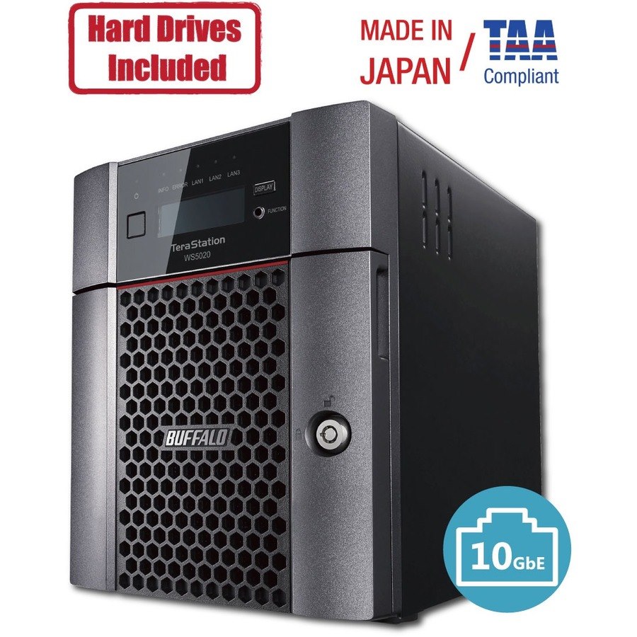 BUFFALO TeraStation WS5420 4-Bay Desktop Windows Server IoT 2019 NAS 32TB Hard Drives Included