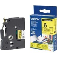 Brother TZE-611 - 6MM BLACK ON YELLOW TZE TAPE