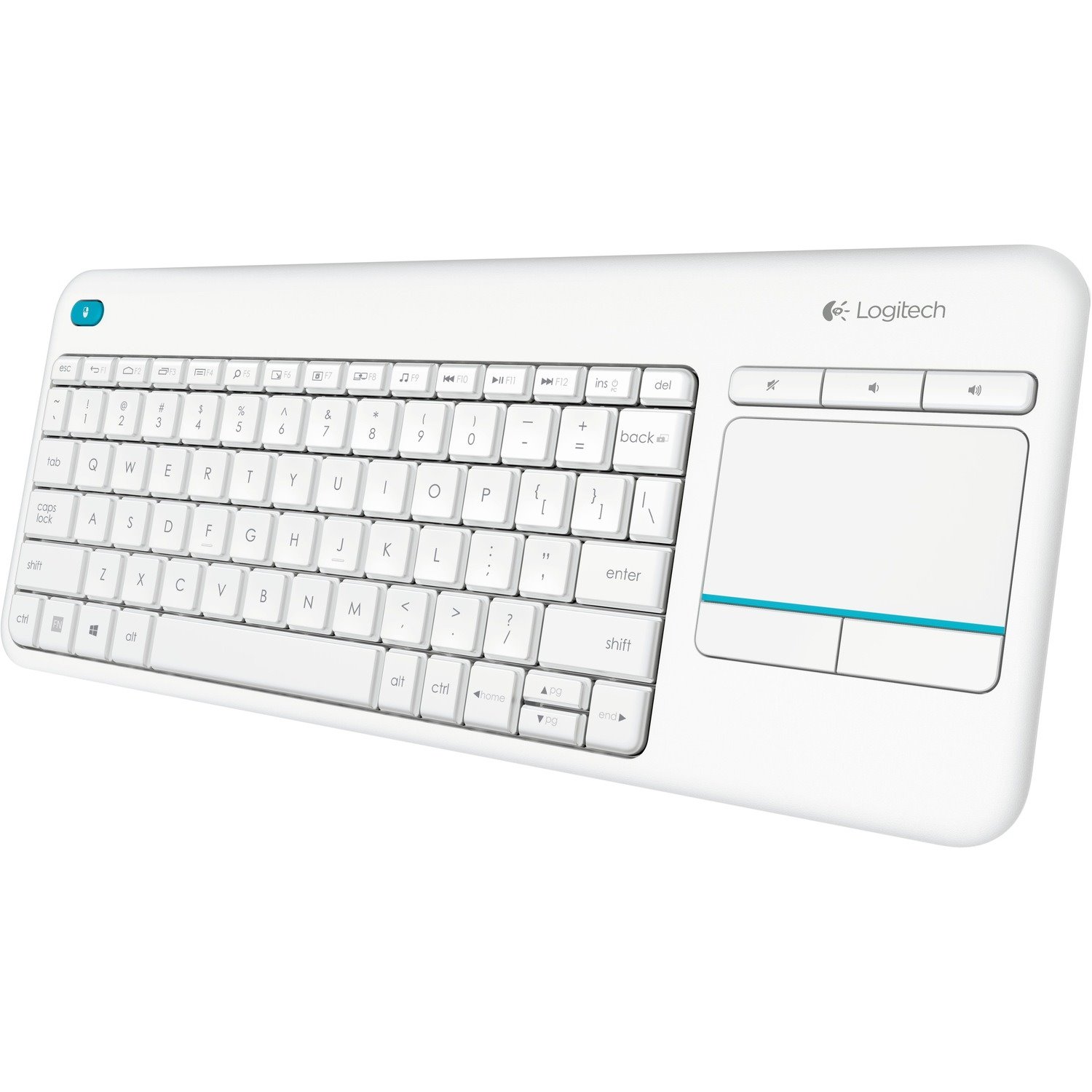 Logitech K400 Plus Keyboard - Wireless Connectivity - USB Interface - TouchPad - Spanish - QWERTY Layout - White
