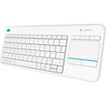 Logitech K400 Plus Keyboard - Wireless Connectivity - USB Interface - TouchPad - Spanish - QWERTY Layout - White