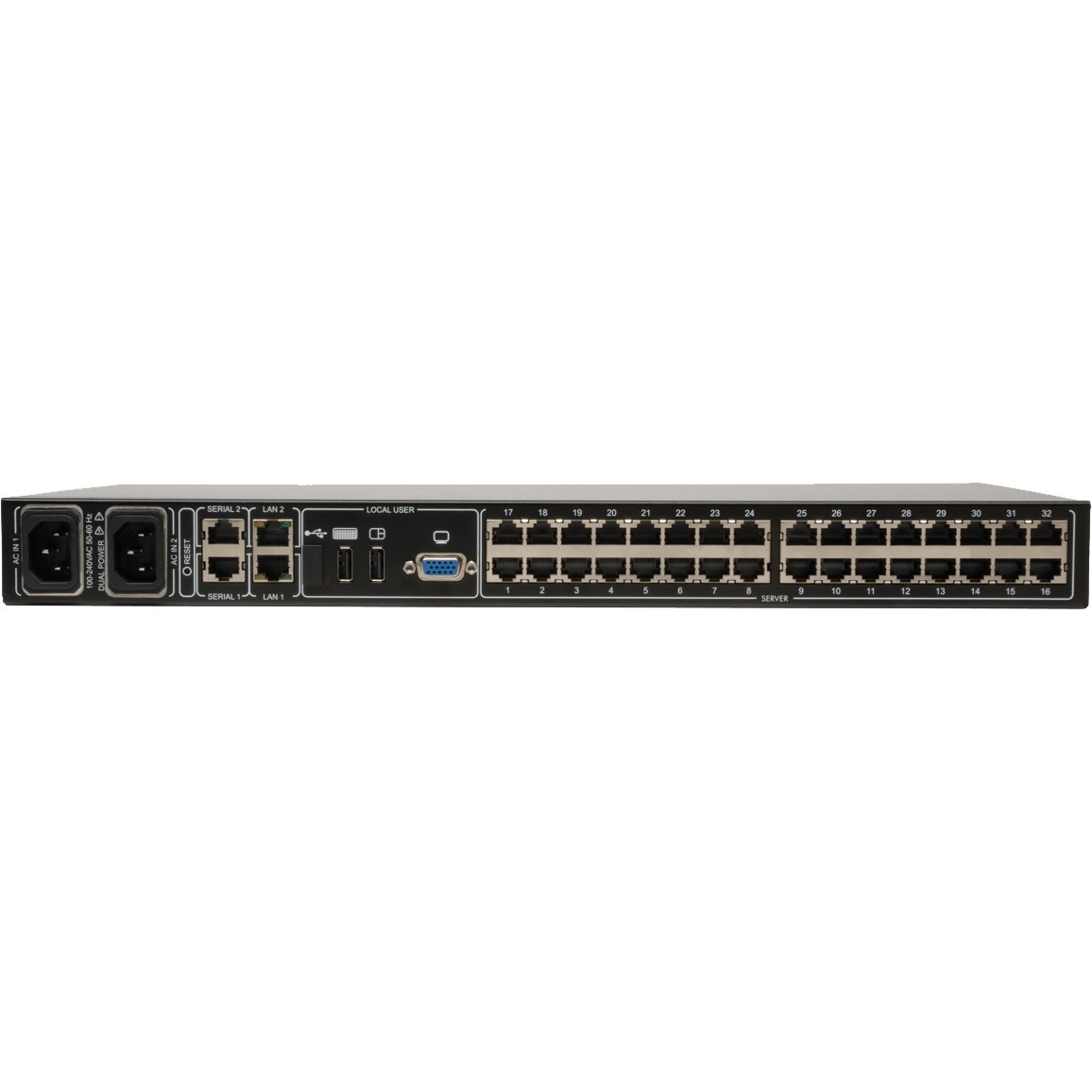 Tripp Lite by Eaton NetCommander 32-Port Cat5 KVM over IP Switch - 2 Remote + 1 Local User, 1U Rack-Mount, TAA